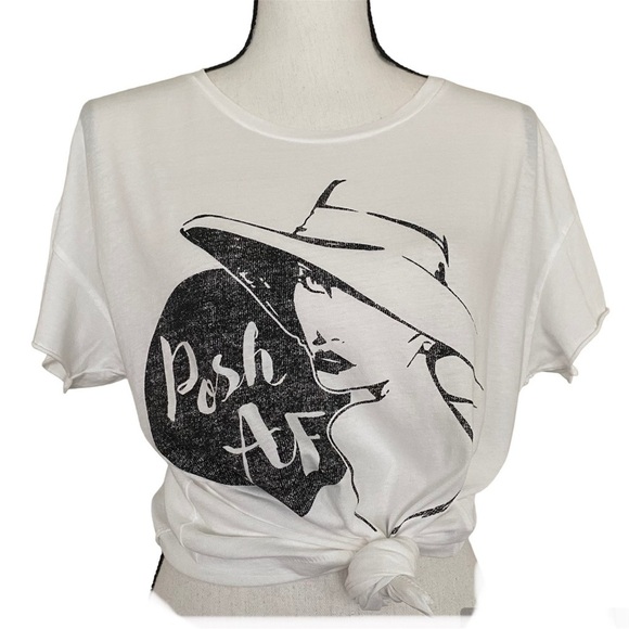 Posh AF Short Sleeve White Custom Size Large - Picture 2 of 7